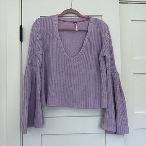 FREE PEOPLE V-Neck Bell Sleeve Sweater SM